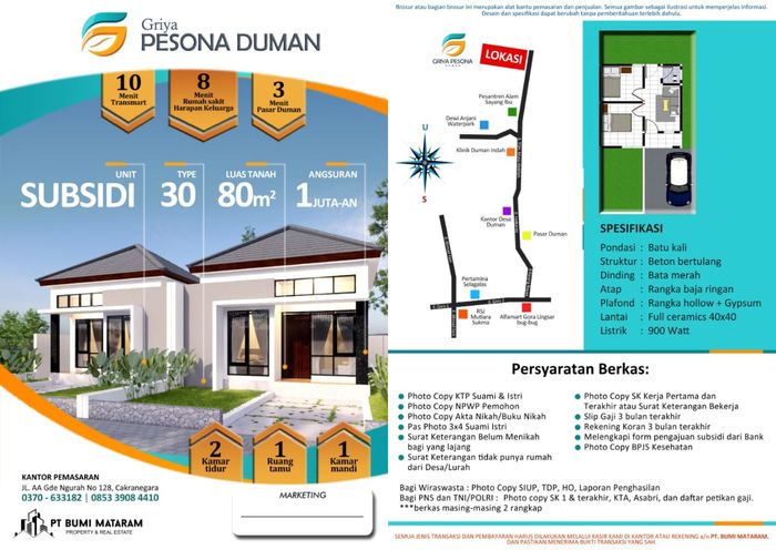 foto denah rumah tipe 30 perumahan GRIYA PESONA DUMAN