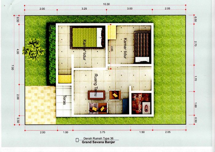 foto denah rumah tipe Subsidi perumahan Grand Savana Banjar