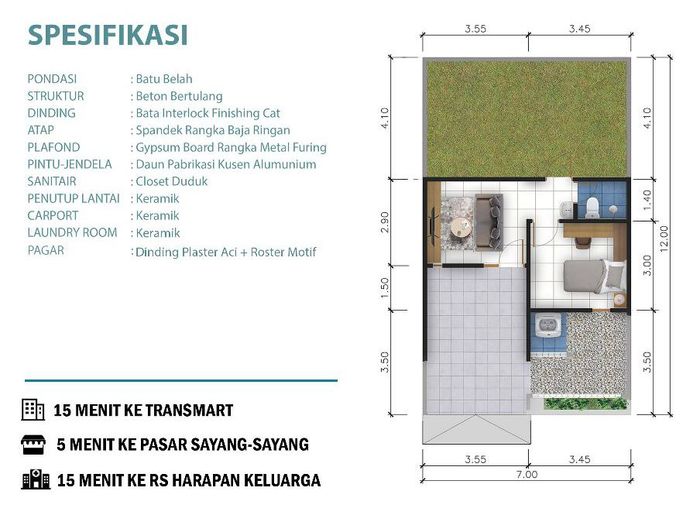 foto denah rumah tipe 38/84 perumahan GARDENIA RAYA 1