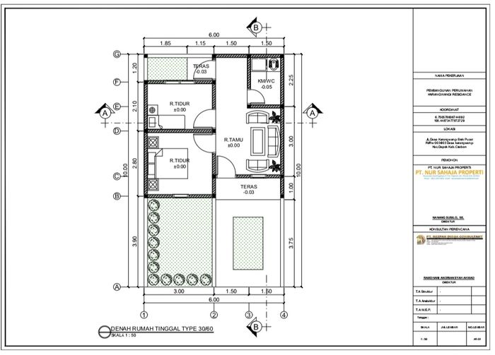 foto denah rumah tipe 30/60 perumahan Karangwangi Residence