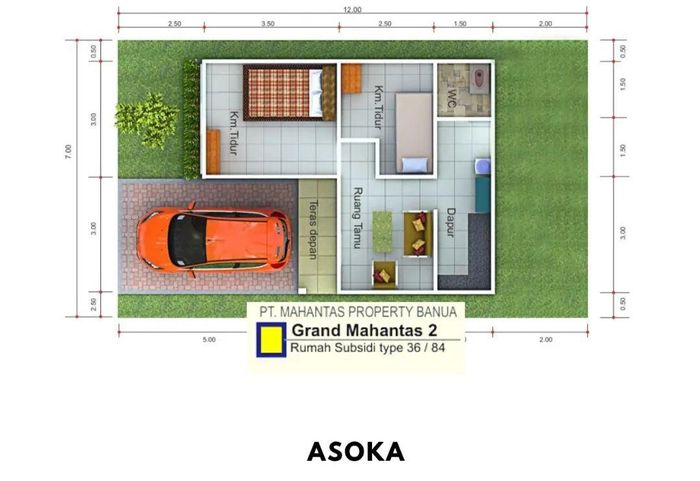 foto denah rumah tipe Asoka 2 (84 M2) perumahan GRAND MAHANTAS 2