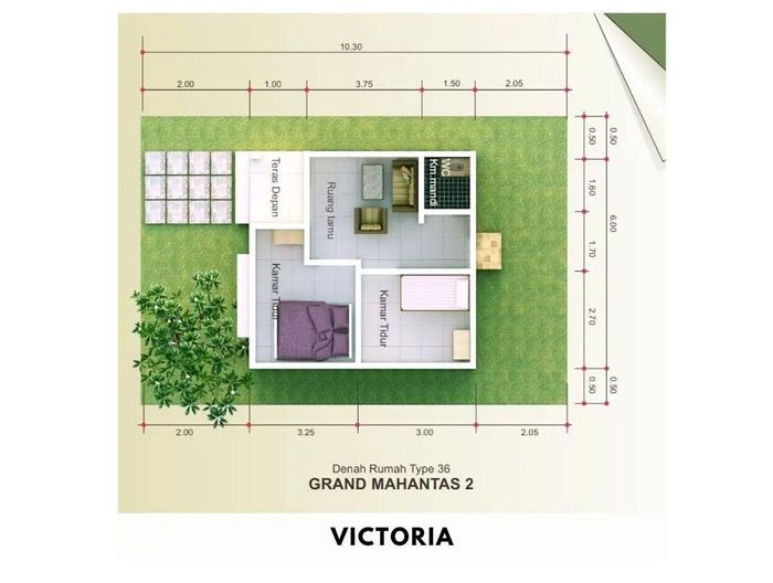 foto denah rumah tipe Victoria (72 M2) perumahan GRAND MAHANTAS 2