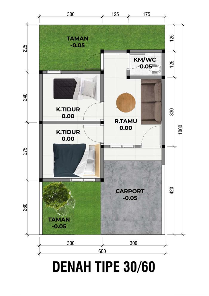foto denah rumah tipe Subsidi perumahan Green Land