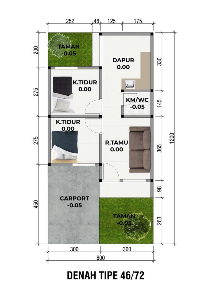 foto denah rumah tipe Komersil perumahan Green Land