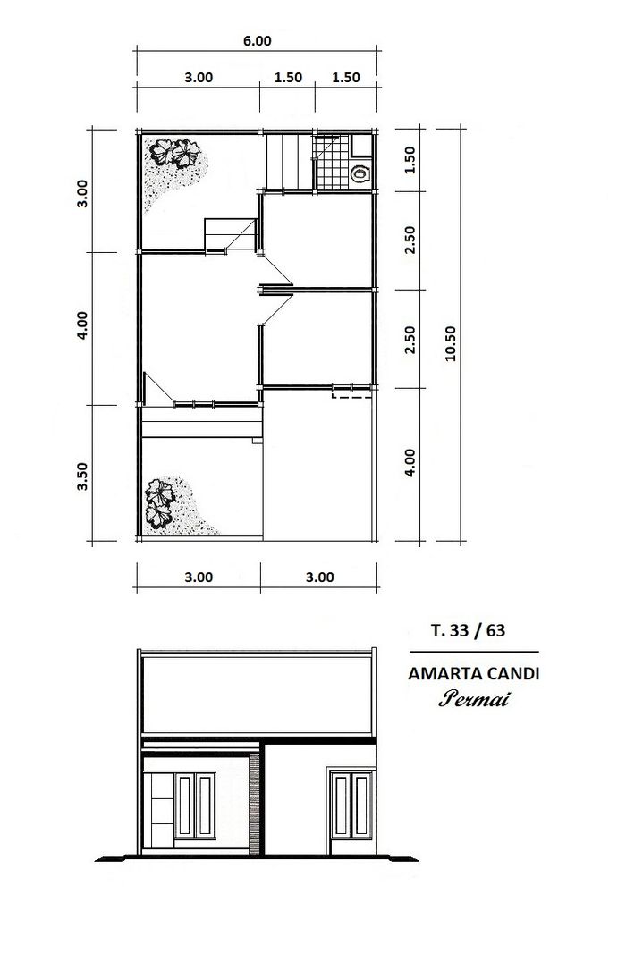 foto denah rumah tipe 33 (2023) perumahan AMARTA CANDI PERMAI