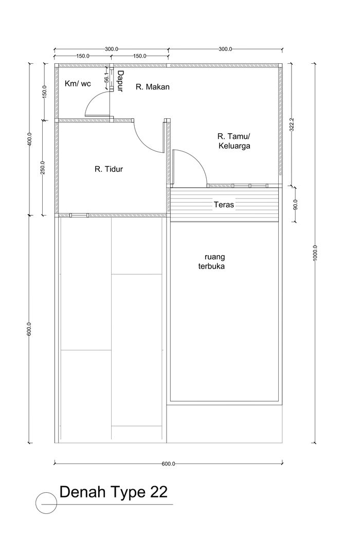 foto denah rumah tipe 22/60 perumahan Perumahan Alam Green Residence