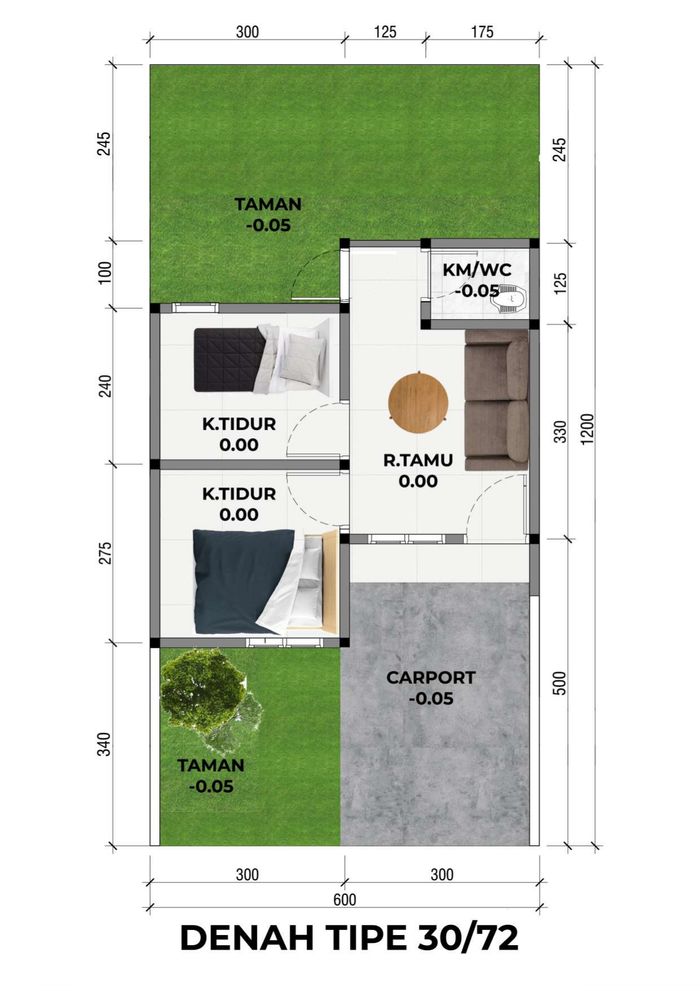 foto denah rumah tipe Subsidi Plus perumahan Green Land