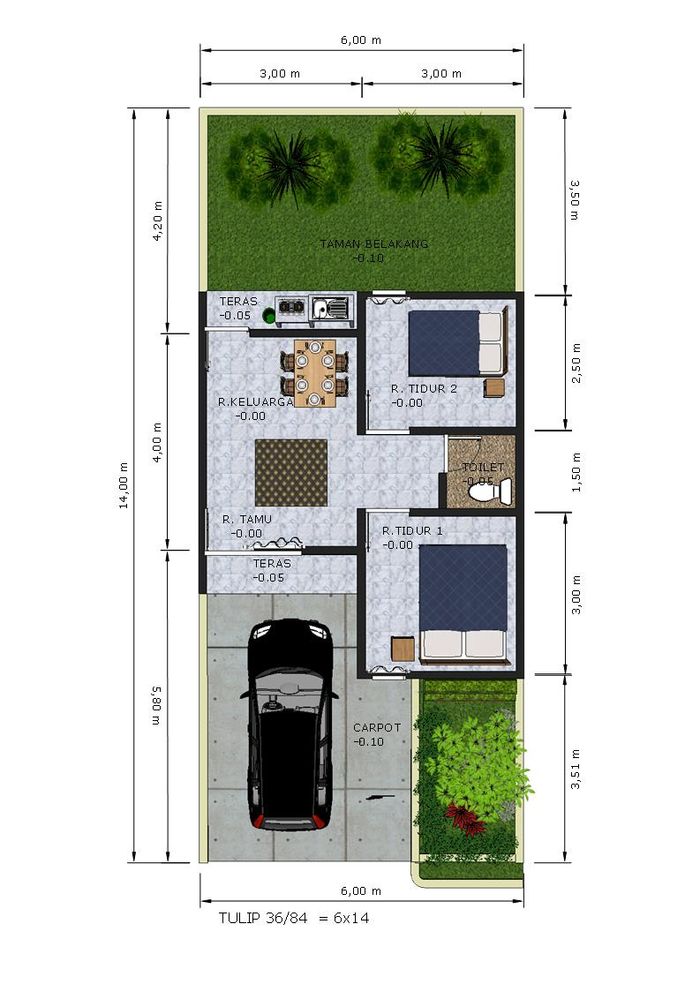 foto denah rumah tipe Tulip perumahan TEBET HILLS & QUEEN COURT