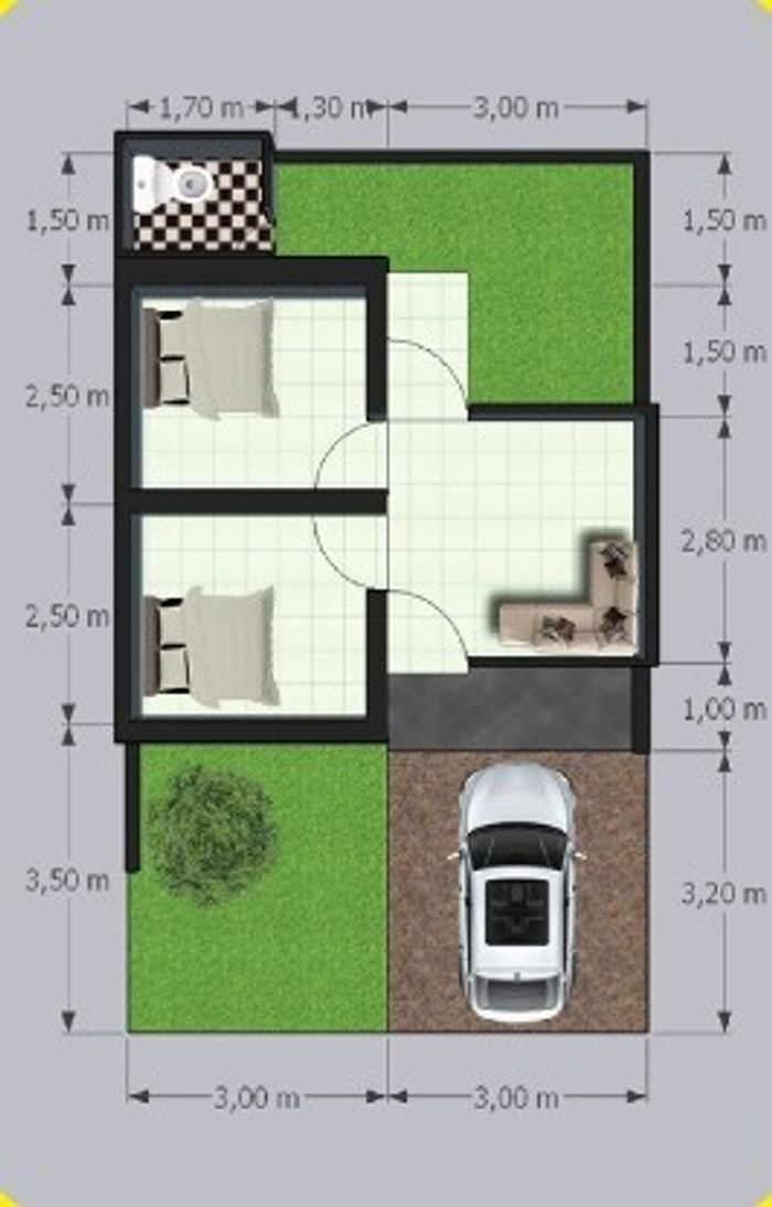 foto denah rumah tipe 30/82 perumahan Natureland Kiano1