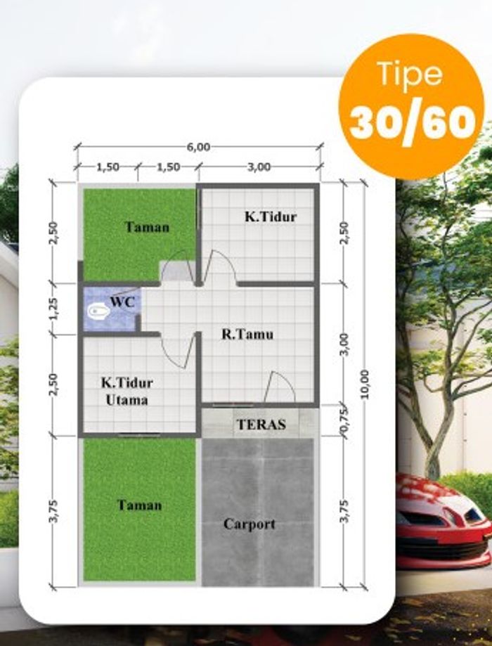 foto denah rumah tipe CLUSTER DROSIA perumahan KOTA BARU KEANDRA TAHAP 2