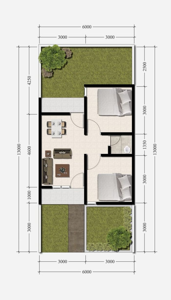 foto denah rumah tipe 36 perumahan PARASANGANTA RESIDENCE TAHAP 2
