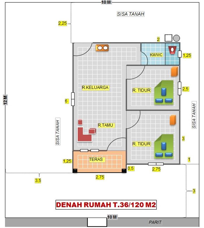 foto denah rumah tipe T.36/120 M2 perumahan ANUGERAH ASRI TAHAP 2