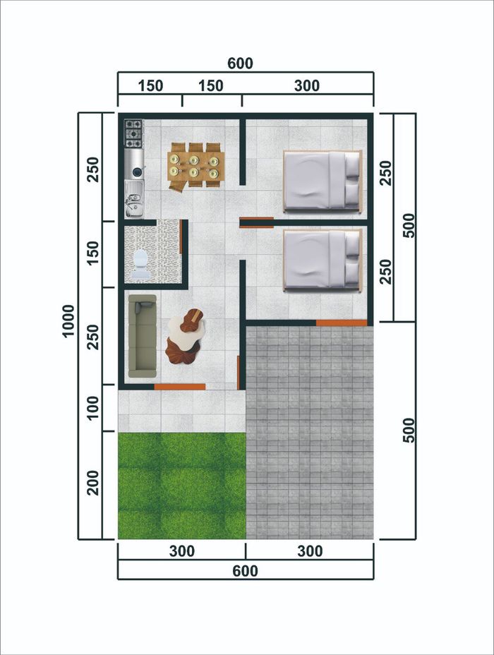 foto denah rumah tipe Subsidi harga th 2023 perumahan Rembang Harmoni 2