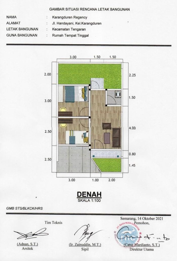 foto denah rumah tipe 30/60 perumahan Karangduren Regency