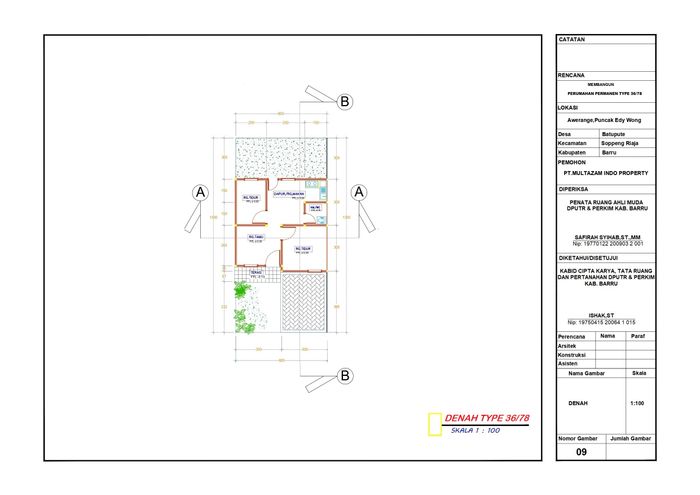 foto denah rumah tipe 36/78 perumahan GRAHA MATAHARI RESIDENCE II