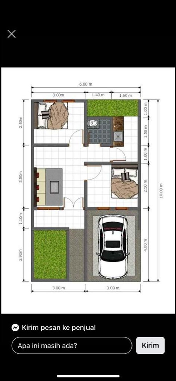 foto denah rumah tipe CLASSIC 33/60 perumahan KANIGARA GARDEN TAHAP 2