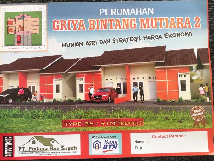 foto denah rumah tipe Griya Bintang Mutiara 2 perumahan GRIYA BINTANG MUTIARA II