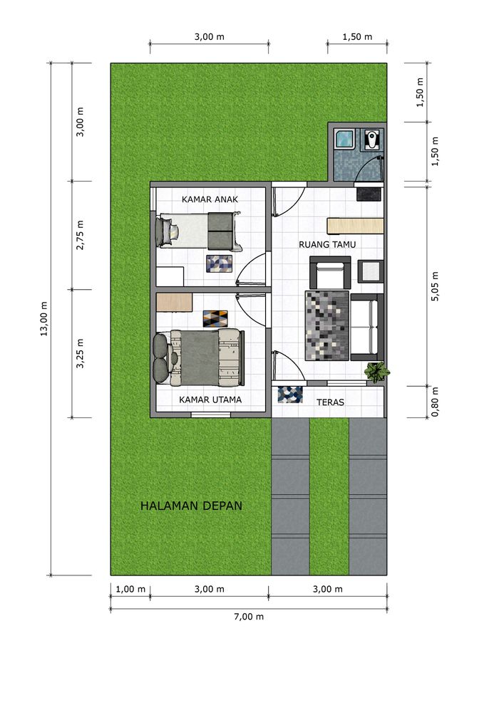 foto denah rumah tipe 36/91 perumahan PERUMAHAN TELAGA SARI INDAH