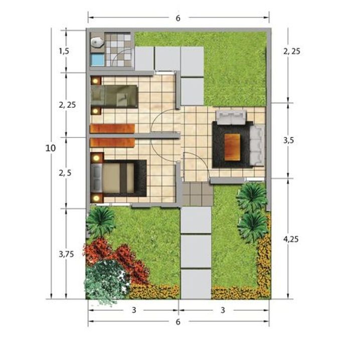foto denah rumah tipe FLPP 27/60 NEW perumahan PURI HARMONI MUKTIWARI TAHAP 3