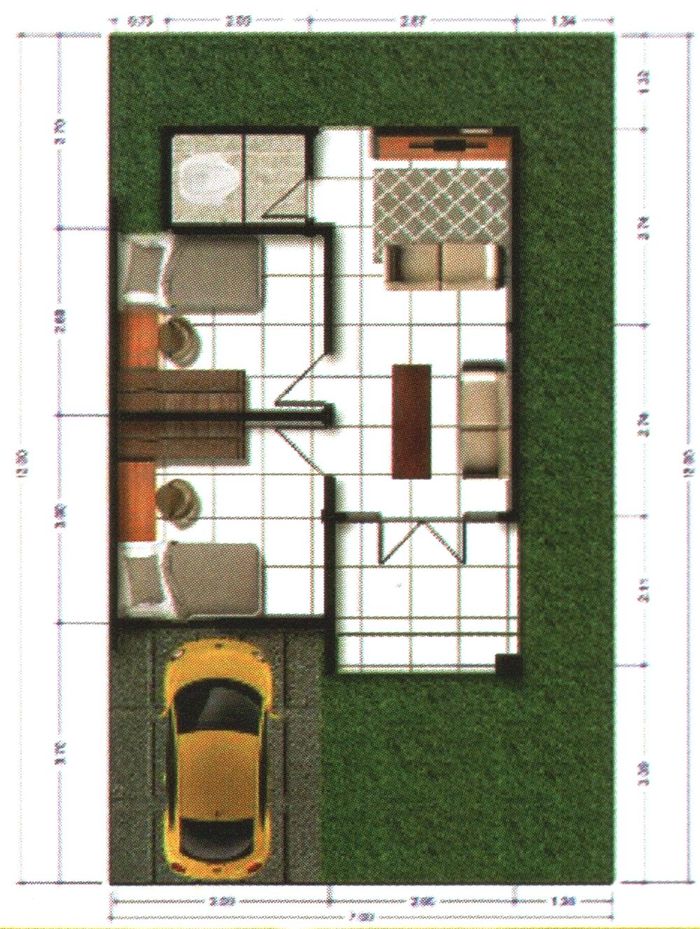 foto denah rumah tipe 36 Harga 2023 perumahan Zamrud Estate