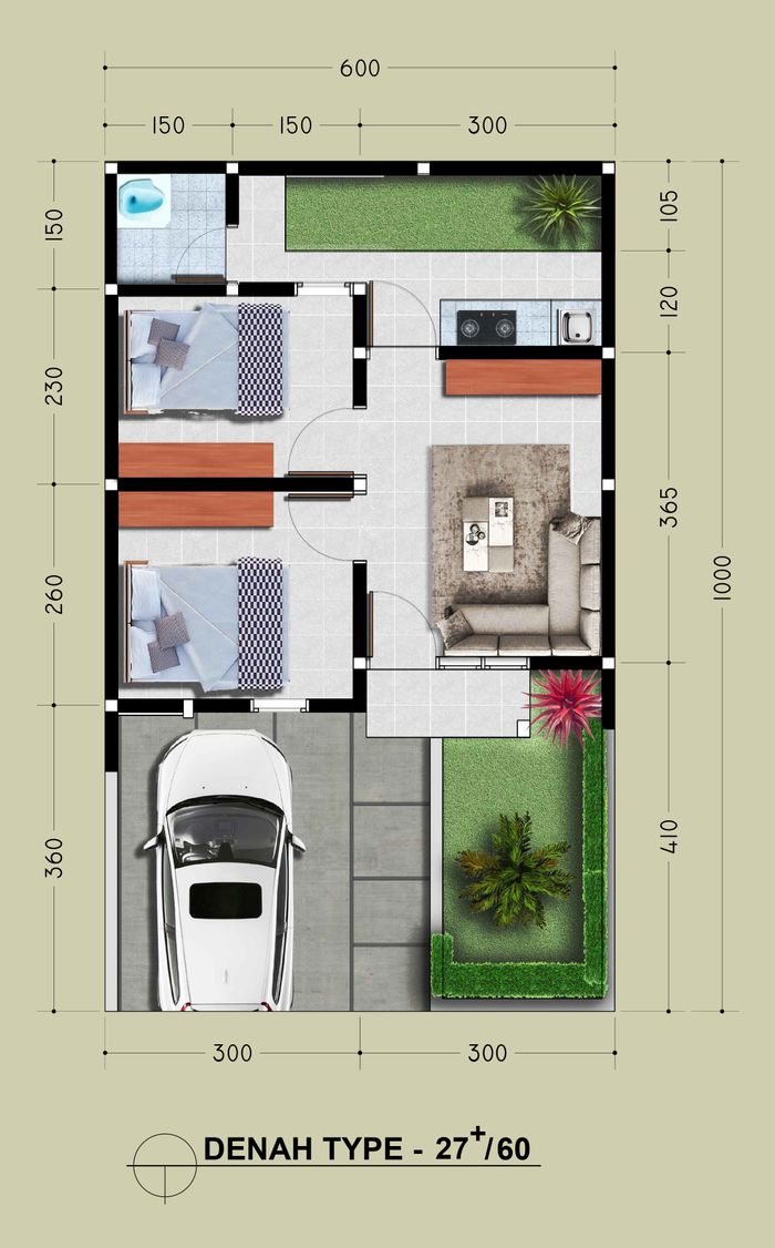 foto denah rumah tipe SUBSIDI B perumahan Mutiara Citra Residence 2
