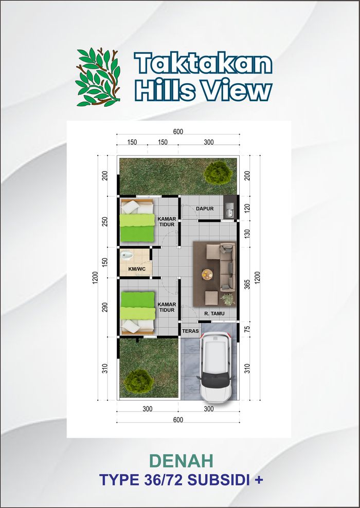 foto denah rumah tipe SUBSIDI 30/72 perumahan TAKTAKAN HILLS VIEW 1