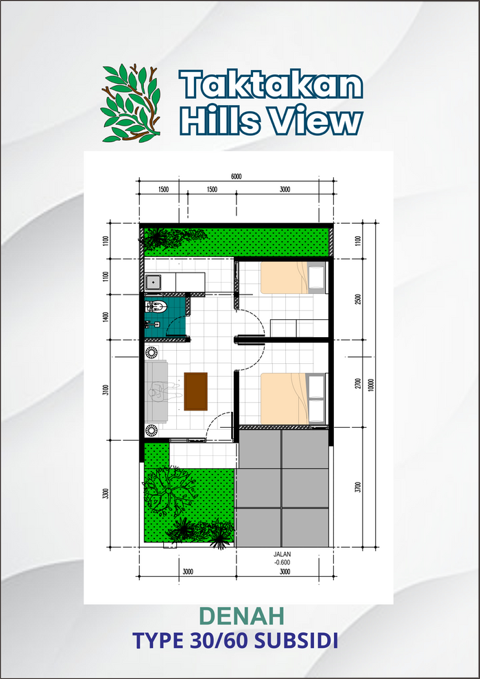 foto denah rumah tipe SUBSIDI 30/60 perumahan TAKTAKAN HILLS VIEW 1