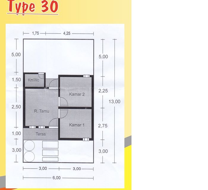 foto denah rumah tipe 30 baru perumahan BUMI SIPAIT INDAH