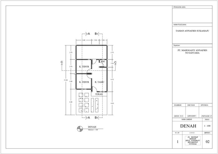 foto denah rumah tipe SUBSIDI 2023 perumahan TAMAN ANNAFRIS SUKAMAJU