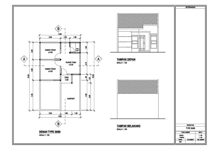 foto denah rumah tipe A perumahan Hegarsari Residence