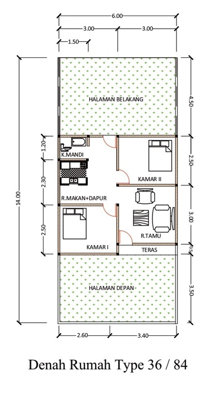 foto denah rumah tipe 36/84 (2023) perumahan Perumahan Citra Permata