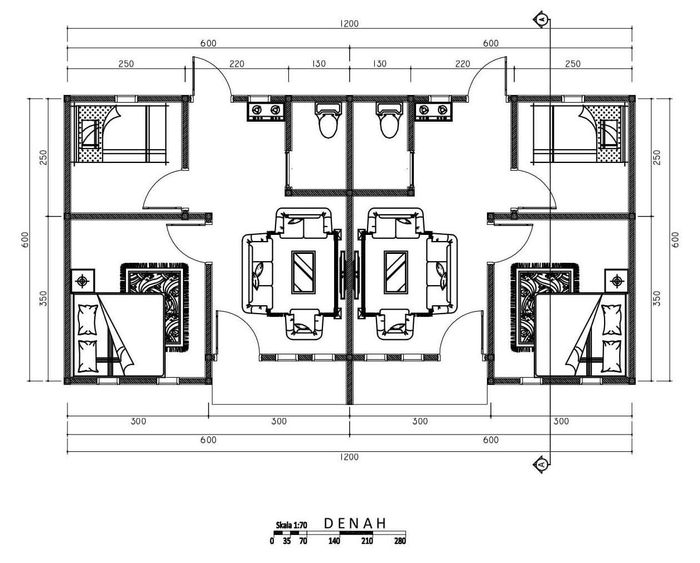 foto denah rumah tipe 36 Kopel A perumahan BATUMBULAN ROYAL RESIDENCE