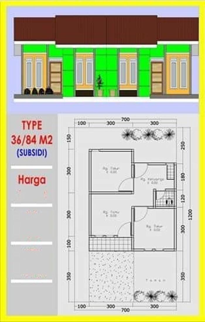 foto denah rumah tipe subsidi 36/84 m2 perumahan PARAKKASI ANANDITA RESIDENCE