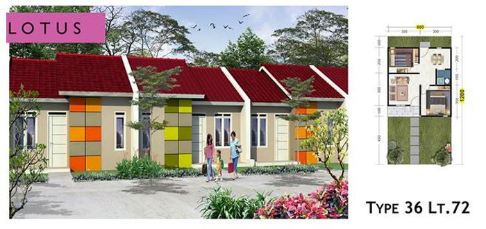 foto denah rumah tipe LOTUS perumahan SUKOMORO CITY