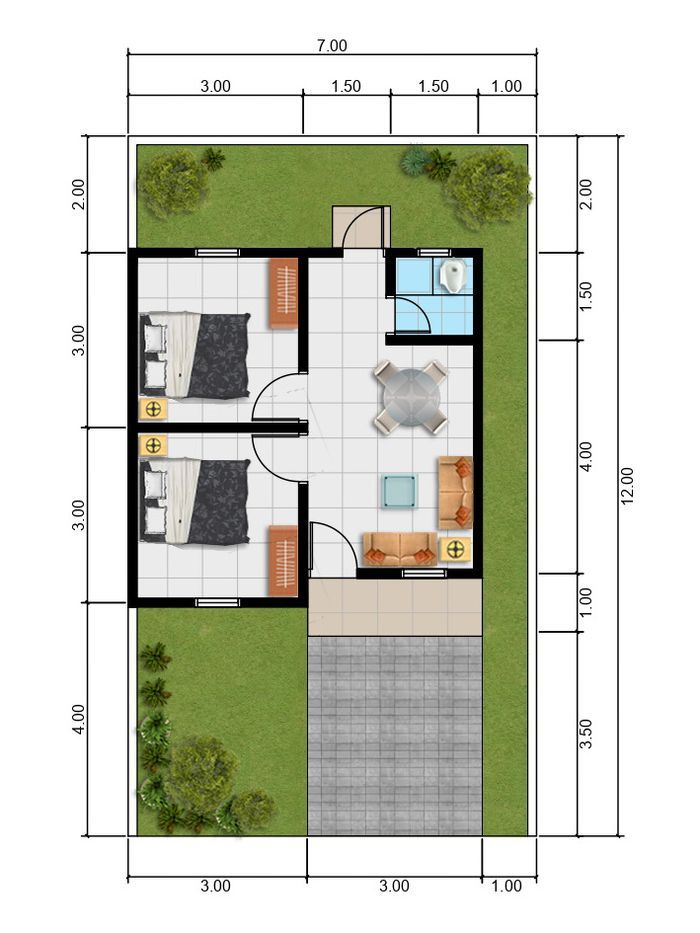 foto denah rumah tipe 36/84 perumahan Putramas Residence 3