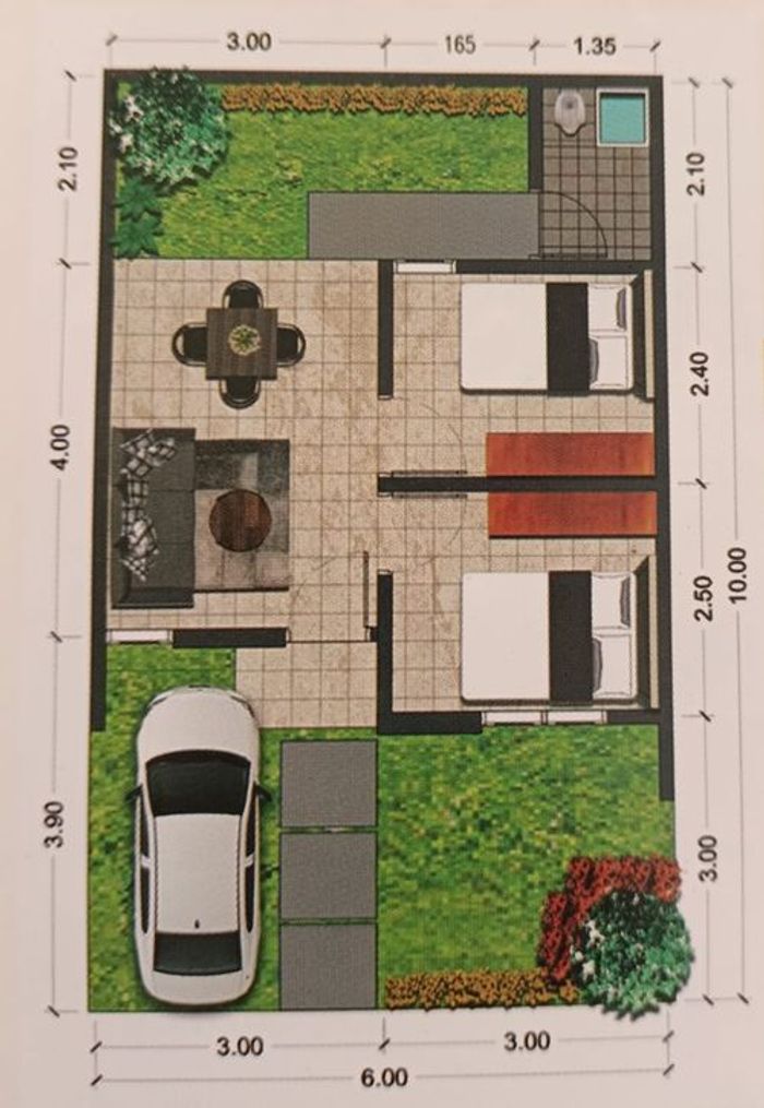 foto denah rumah tipe 30 / 60 perumahan PONDOK PERMATA CILEUNGSI