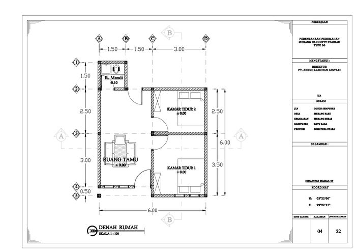 foto denah rumah tipe 36 perumahan GRIYA MB CITY SYARIAH
