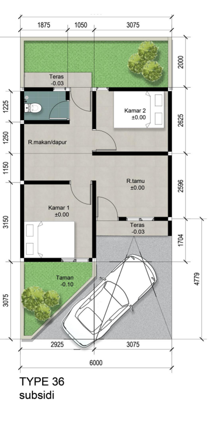 foto denah rumah tipe 36 Subsidi - 2023 perumahan GRAND MUTIARA REGENCY