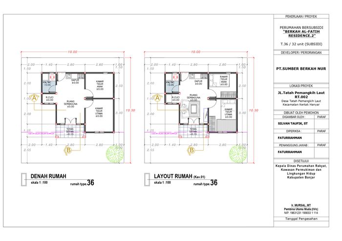 foto denah rumah tipe 36 perumahan BERKAH AL-FATIH RESIDENCE TAHAP 2
