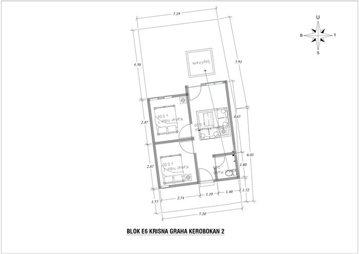 foto denah rumah tipe 30 / 60 SF (PMK 2023) perumahan KRISNA GRAHA KEROBOKAN 2