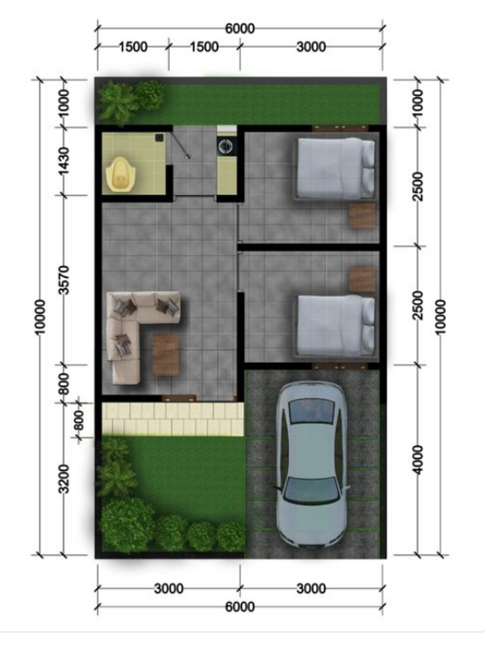 foto denah rumah tipe 33/60 perumahan PERUMAHAN BHAYANGKARA RESIDENCE