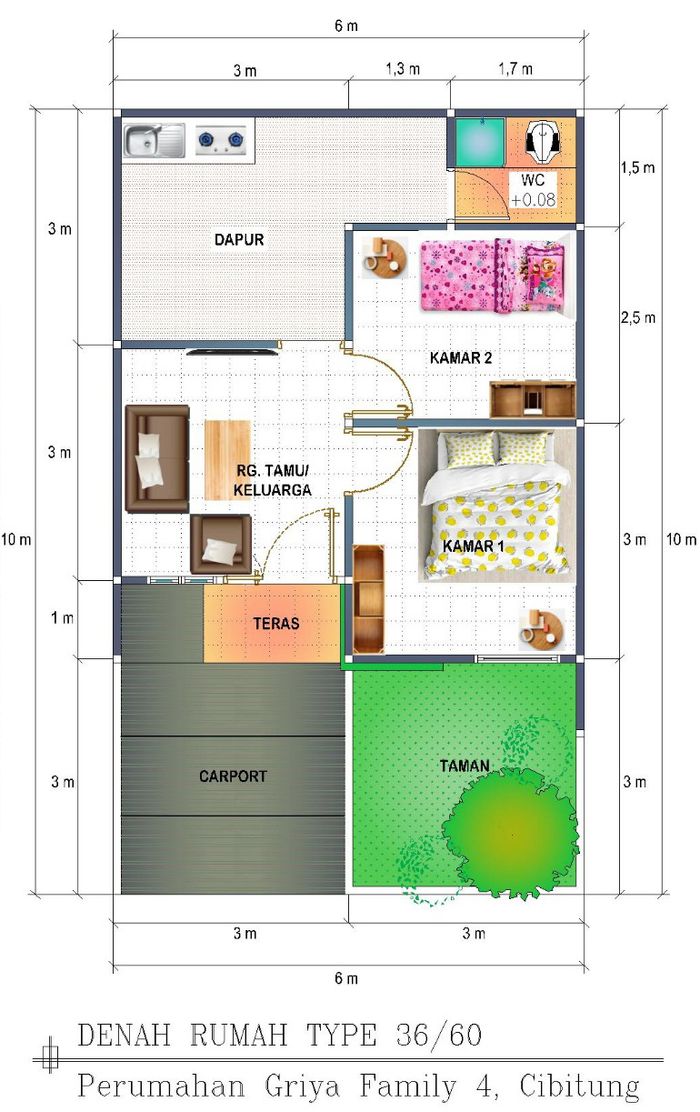 foto denah rumah tipe Topaz_2023 perumahan Griya Family 4 Cibitung Tahap 4 Muktiwari