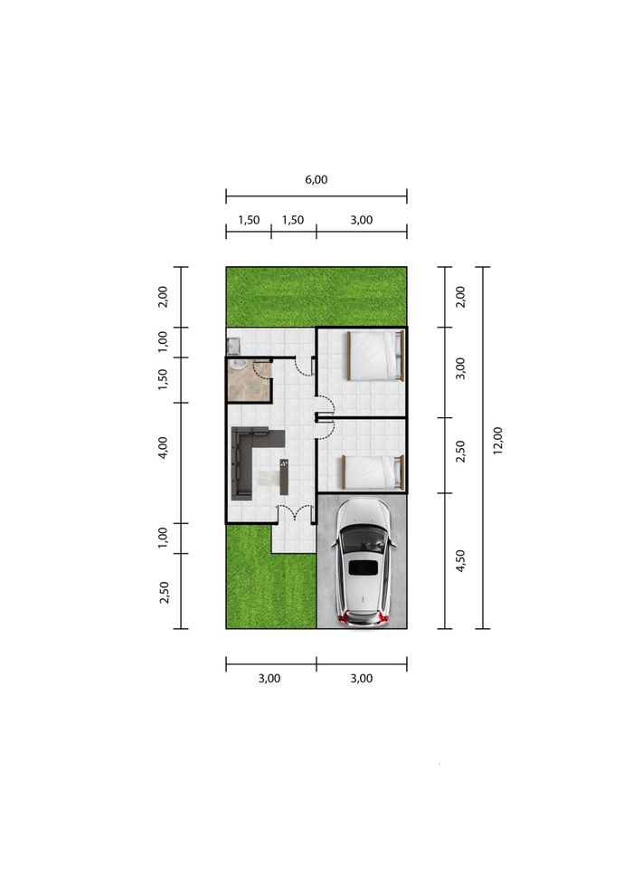 foto denah rumah tipe 36/72-2023 perumahan PERUMAHAN HAPPY HILLS 2 JATIWANGI TAHAP 1