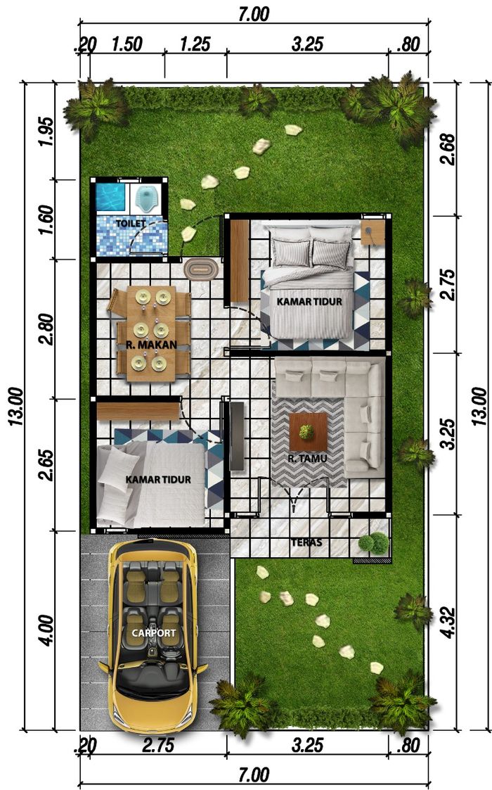 foto denah rumah tipe 36 + B perumahan PERUMAHAN PONDOK INDAH 7