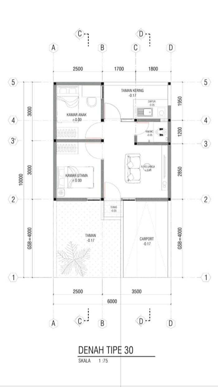foto denah rumah tipe 30/60 ( PMK 2023 ) perumahan BUKIT CIBADAK ASRI