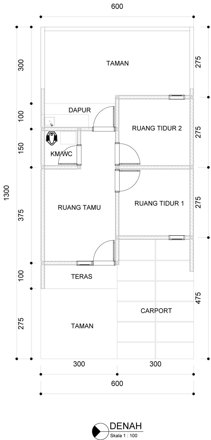 foto denah rumah tipe 36/84 perumahan Baureno Alam Raya