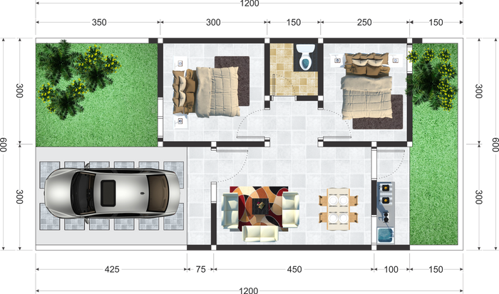 foto denah rumah tipe 36/72 (PMK 2023) perumahan SANIKA SATYAWADA RESIDENCE