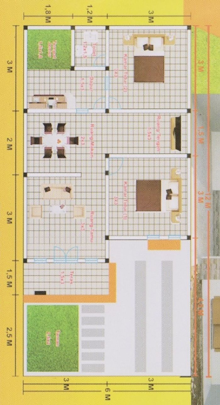 foto denah rumah tipe SUBSIDI 36/72 (PMK 2023) perumahan Kedamaian Residence