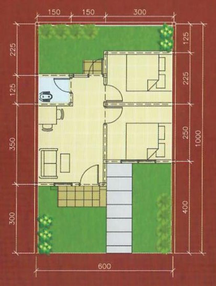 foto denah rumah tipe Krisan 2 perumahan Kota Bintang Waringin Tahap 1