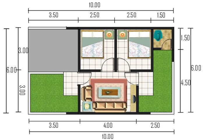 foto denah rumah tipe 30 / 60 PMK 2023 perumahan GRAHA KEDUNG BARU